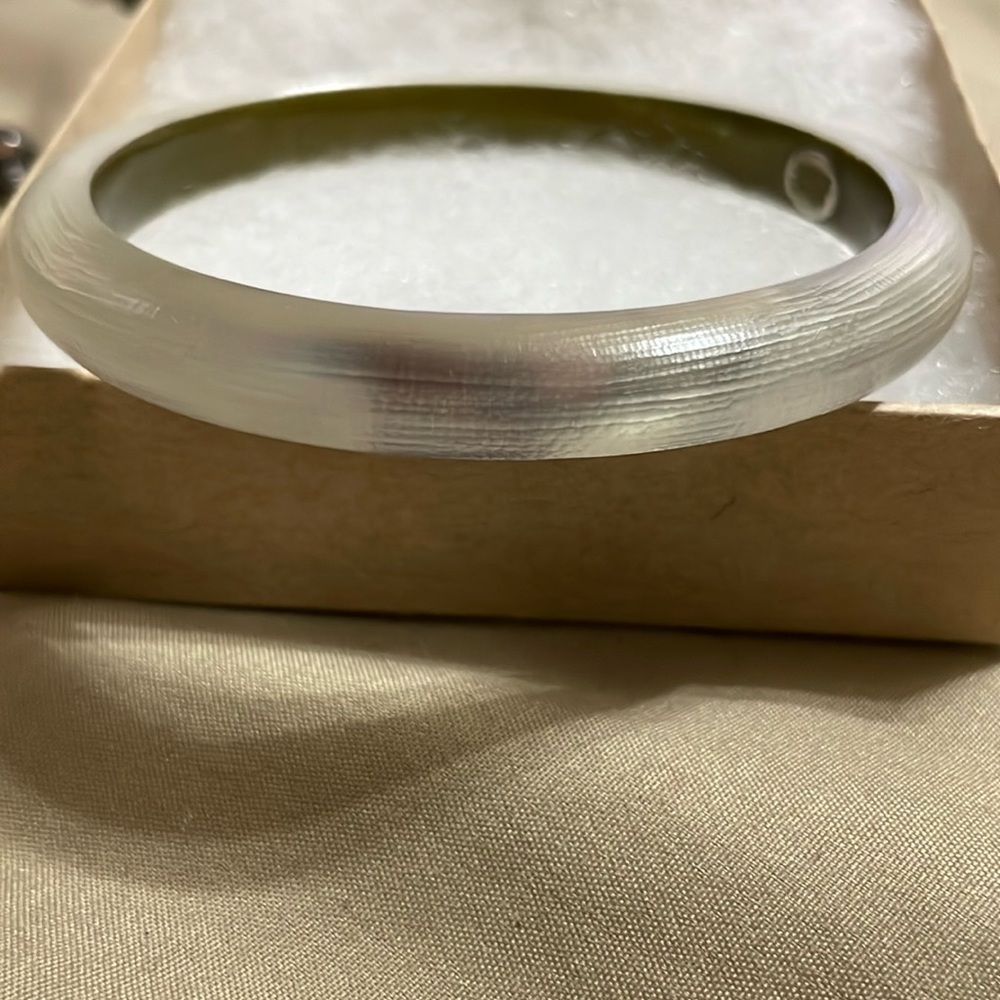 Alexis Bittar beautiful silver lucite bracelet. (Non tapered- fully round)